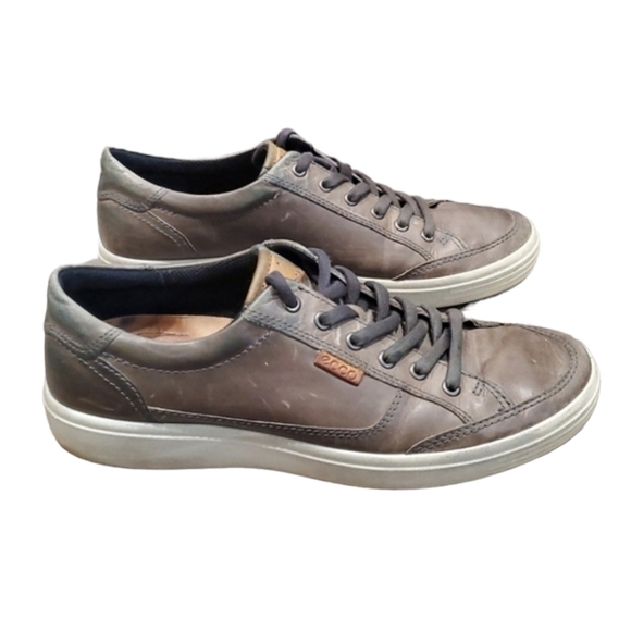 Ecco Mens Leather Comfort Slip on Lace Up Shoes sneakers sz 43/9 - Picture 1 of 12